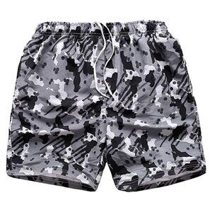 FAFNIR Men's Small Trunks Swim Suit Quick Dry Boardshorts Beach Shorts Gray Camo